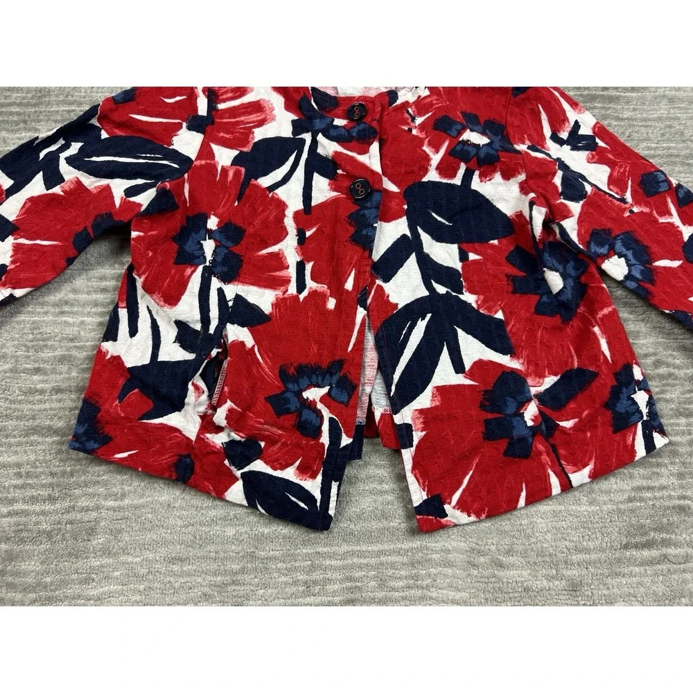 Ruby Rd Jacket Womens 10 Multicolor Cropped‎ 3/4 Sleeve Cotton